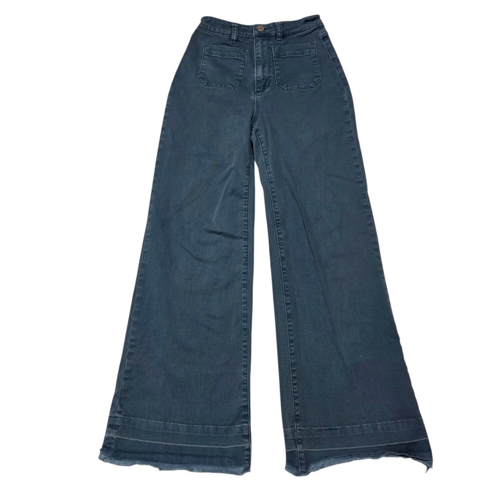 Rolla's High Rise Wide Leg Women 25 Blue Eastcoast Flare Sailor Raw Hem Jeans